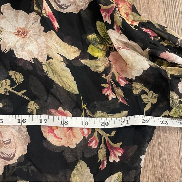 Alice + Olivia Julius Floral Blouse Women’s Small Blouson Sleeve Silk Sheer Top - Picture 8 of 11